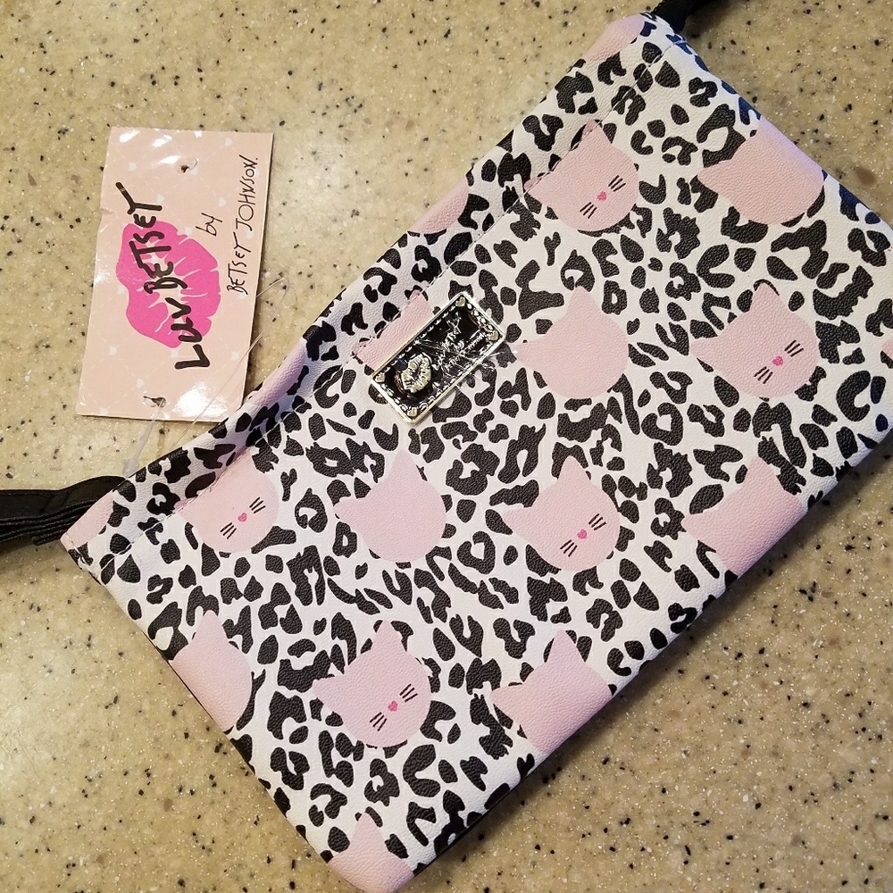 SALE NWT Betsey Johnson Cat Leopard Clutch Wallet